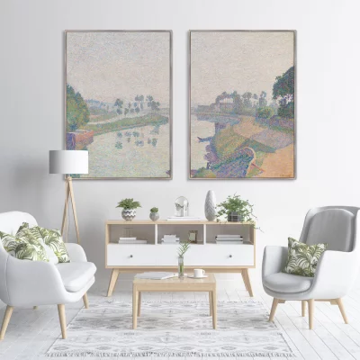 Диптих Banks of the Oise at Dawn 75X105 / 75X105 CM 5
