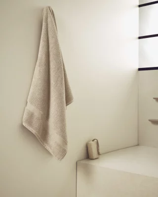 Бежевое жаккардовое банное полотенце из 100% хлопка Olvira 70X140 CM 3