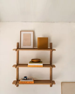 Модульная полка Sitra из массива дуба, 3 полки, натуральная отделка 90X30.5X98 CM 3