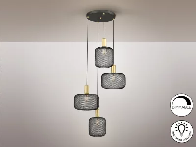Подвесная люстра Osiris 4L черно-золотая 58X120 CM 7