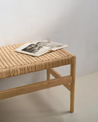 Скамья из массива дуба Zaide с сиденьем из бумажного шнура 120X45X45 CM 3