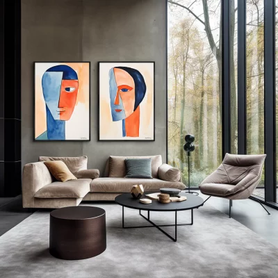Набор из двух постеров на холсте Swimmers before the race 75X105 / 75X105 CM 4