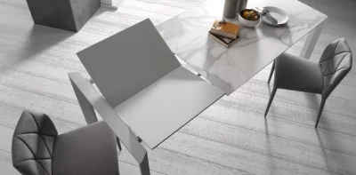 Раздвижной стол Atta 160-220X90X76 белые ножки белая керамическая столешница 8