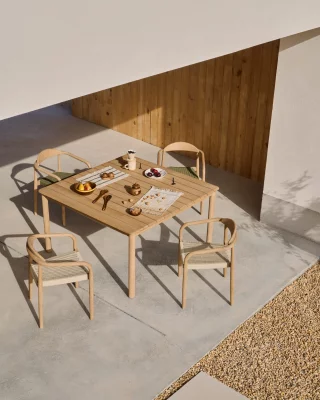 Штабелируемый стул Nina из массива акации FSC 100% и шнура экрю 56X50X78 CM 3
