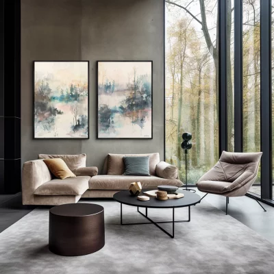 Набор из двух постеров на холсте Morning over the Forest 75X105 / 75X105 CM 4