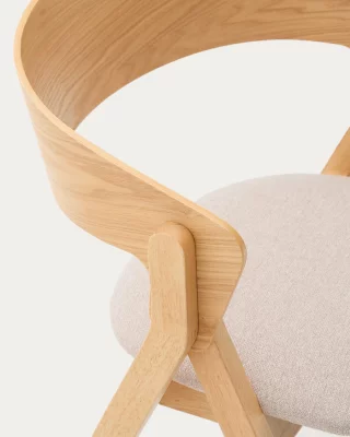 Стул Godia из шпона ясеня с натуральной отделкой и бежевой шенилью 56X55X76 CM 5