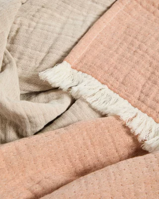 Хлопковый муслиновый плед с двуцветной бахромой Nafine 130X170 CM 4