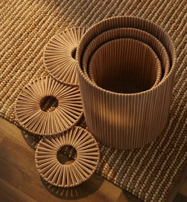 Корзина плетеная Dholak Beige Ethnic 40X40X50 CM 6