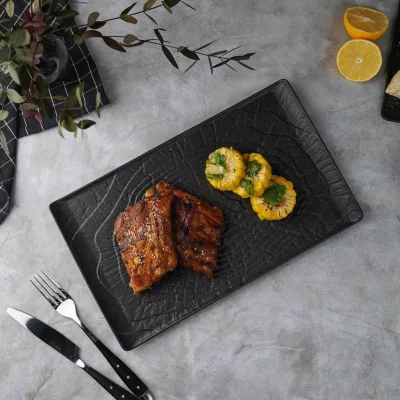 Платформа для подачи Black Raw Wood 34X21 CM 4