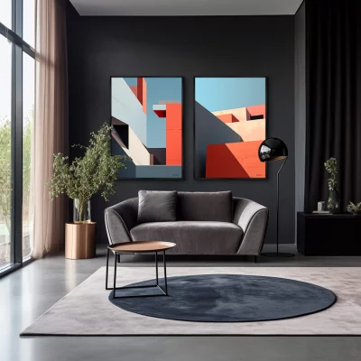 Набор из двух постеров на холсте City morning geometry 75X105 / 75X105 CM 4