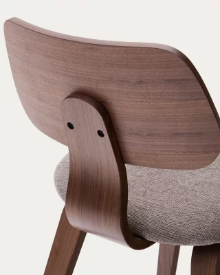 Стул Gena из шпона ореха и бежевой шенилловой ткани 48.5X53.5X78 CM 5