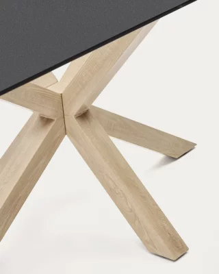 Стол Argo из матового чёрного стекла на стальных ножках с эффектом дерева 160X90 CM 5