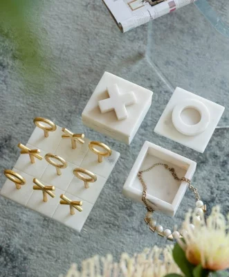 Шкатулка из мрамора Tic tac toe 10X10X5 CM 4