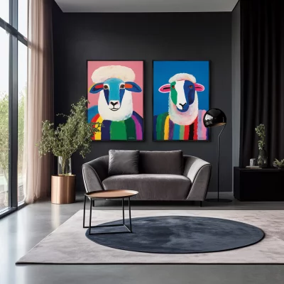 Набор из двух постеров на холсте Sheep couple 75X105 / 75X105 CM 4