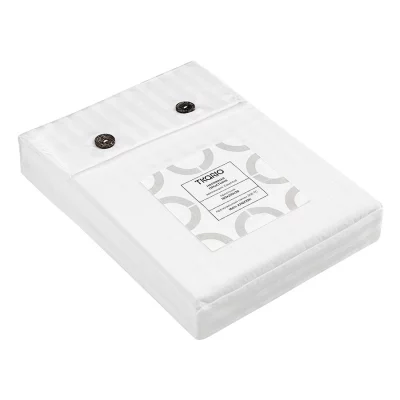 Простыня на резинке из страйп-сатина белого цвета из коллекции essential, 160х200 см 5