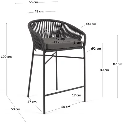 Барный стул Yanet 55X50X100 CM серого цвета 4