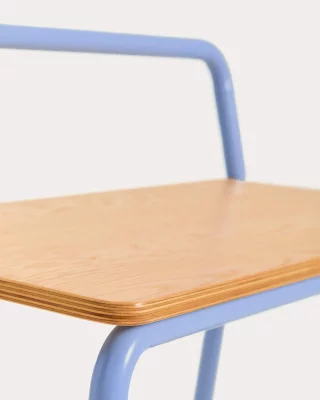 Скамья Tinn из ясеневого шпона с синей металлической конструкцией 76X35X52 CM 4