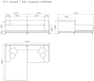 Диван Case 248X195X80 CM 7