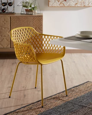 Стул на стальном каркасе Quinn 60X55X80 CM жёлтого цвета 5