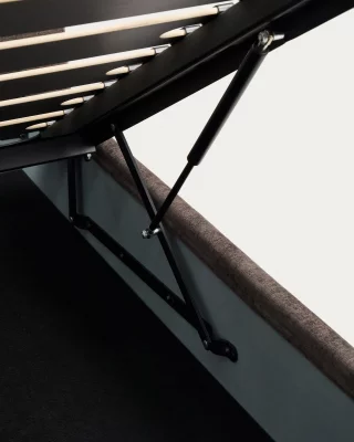 Кровать с оттоманкой Dafra, тёмно-коричневая, с чехлом на молнии для матраса 160X200 CM 191X230X112 CM 4