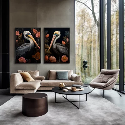 Набор из двух постеров на холсте Beautiful Pelicans 75X105 / 75X105 CM 4