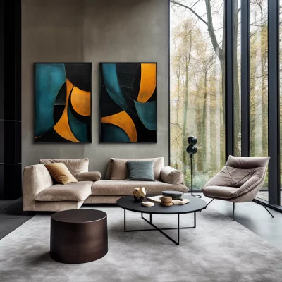 Набор из двух постеров на холсте Day and night in geometry 75X105 / 75X105 CM 4