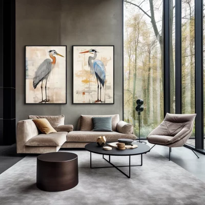 Набор из двух постеров на холсте Herons 75X105 / 75X105 CM 4