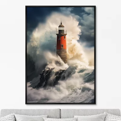 Постер на холсте Lighthouse in the raging ocean 75X105 CM 6