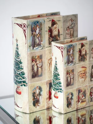 Набор из двух шкатулок в виде книг Xmas Tree 27X7X33 / 25X5X25 CM 10