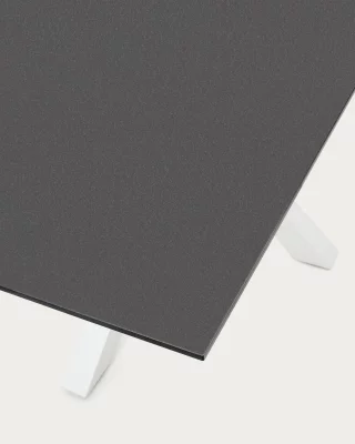 Стол Argo из матового чёрного стекла и стальными ножками с чёрной отделкой 160X90 CM 3