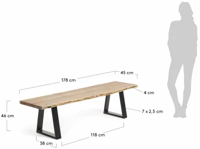 Скамья из массива сосны Sono 180X45X46 CM 7