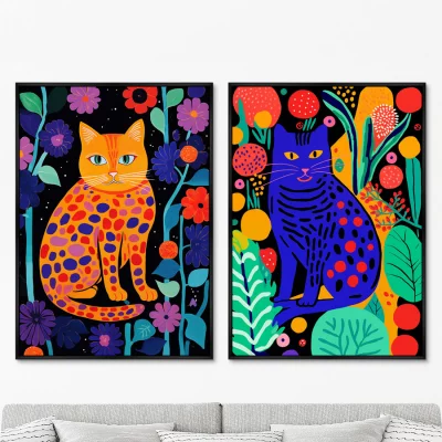 Набор из двух постеров на холсте Kitties in flowers 75X105 / 75X105 CM 8