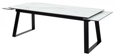 Обеденный стол Франк 200 белый мрамор, стекло / чёрный 200 CM 6