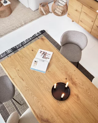Стол Lotty из шпона дуба с натуральной отделкой и стеклянными ножками 160X90 CM 4