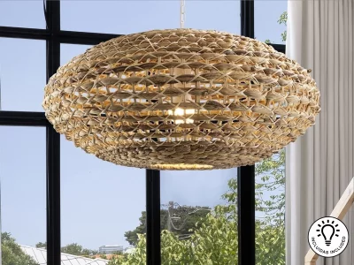 Большой подвесной светильник из ротанга, натуральный 60X28 CM 16