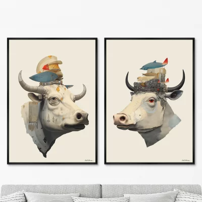Набор из двух постеров на холсте Cow Dreams 75X105 / 75X105 CM 8