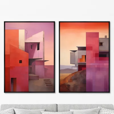 Набор из двух постеров на холсте Buildings after sunset 75X105 / 75X105 CM 8