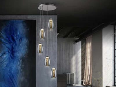 Подвесной светильник Nebula LED 5L хром 38X38X130 CM 4