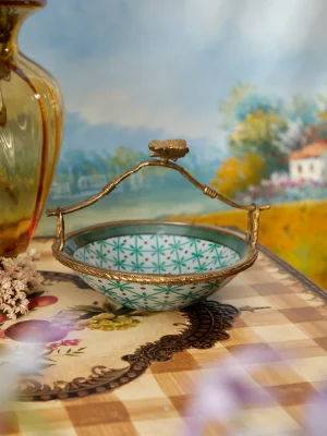 Декоративная корзинка с бабочкой Изумрудное кружево 17X15X13 CM 4