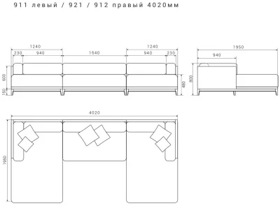 Диван Case 402X195X80 CM 8