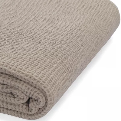 Покрывало вафельное из хлопка Essential 230X250 CM серо-бежевого цвета 8