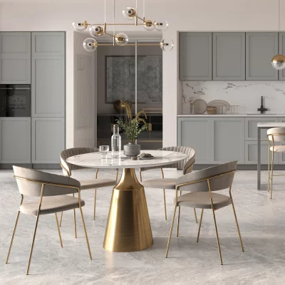 Комплект из 2 полубарных стульев Turin, синих, с золотыми ножками 52X52X92X65 CM 12
