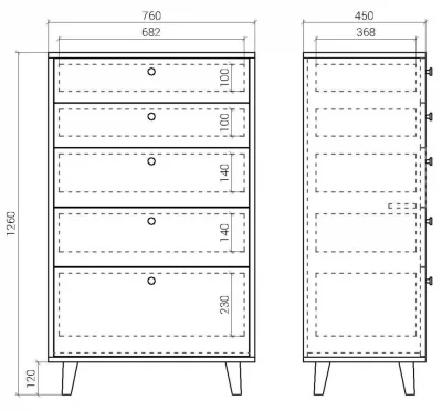 Высокий комод Twin 76X45X126 CM 7