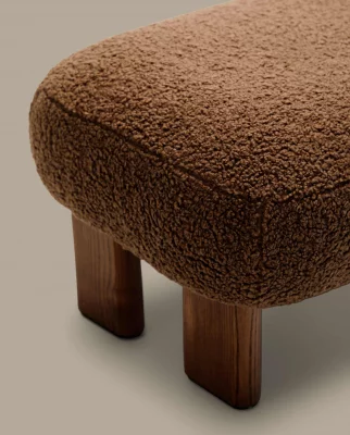 Пуф Nema из букле тауп с ножками из массива ясеня в отделке под орех 65X55.4 CM 5
