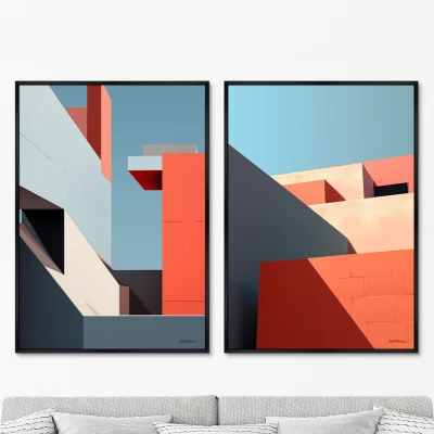 Набор из двух постеров на холсте City morning geometry 75X105 / 75X105 CM 8