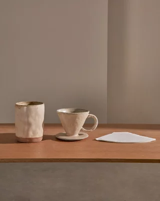 Бежевая керамическая кофейная чашка с фильтром Zunel 13.5X10.5X20 CM 3