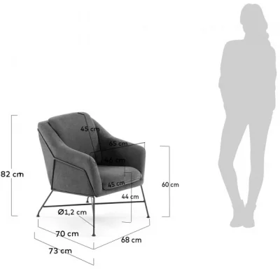 Элегантное кресло Brida 65X73X82 CM серое 5