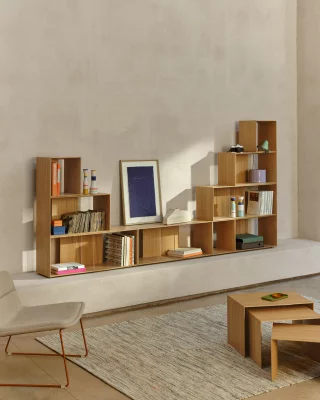 Набор из 9 модульных полок Litto, шпон дуба 202X30X114 CM 3