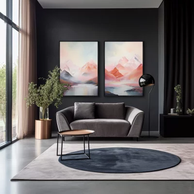 Набор из двух постеров на холсте Pink Mountains 75X105 / 75X105 CM 4