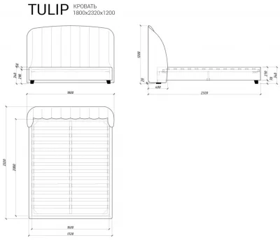 Кровать Tulip 232X180X120 CM 6